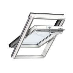 Velux Centre-Pivot Roof Window - Triple Glazed with Anti Dew & Enhanced Noise Reduction Glazing - White Painted 55 x 78cm - GGL CK02 2062