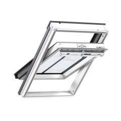 Velux Centre-Pivot Conservation Roof Window & EDJ Recessed Flashing for Tiles upto 90mm in Profile - White Painted 55 x 78cm - GGL CK04 SD5J2
