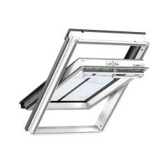 Velux Centre-Pivot Conservation Roof Window & EDJ Recessed Flashing for Tiles upto 90mm in Profile - White Painted 78 x 140cm - GGL MK08 SD5J2