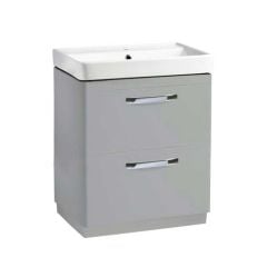 Tavistock Compass 600mm Double Drawer Freestanding Unit Only - Gloss Light Grey - CM600FDG