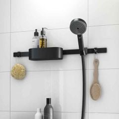 hansgrohe WallStoris EcoSmart Shower Set with Storage - Matt Black - 24291670