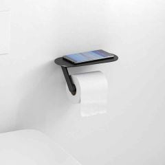 hansgrohe WallStoris Toilet Paper Holder with Shelf - Matt Black - 27928670