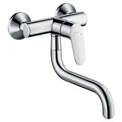 hansgrohe Focus M41 Wall-Mounted Single Lever Kitchen Mixer Tap Single Spray Mode - Chrome - 31825000