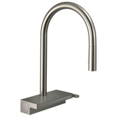 hansgrohe Aquno Select M81 Single Lever Kitchen Mixer Tap 170 With Pull-Out Spray 3 Spray Modes - Stainless Steel - 73837800