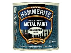 Hammerite Direct to Rust Hammered Finish Metal Paint White 250ml - HMMHFW250