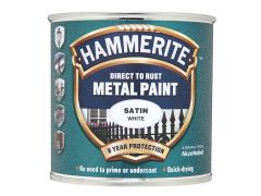 Hammerite Direct to Rust Satin Finish Metal Paint White 250ml - HMMSAFW250