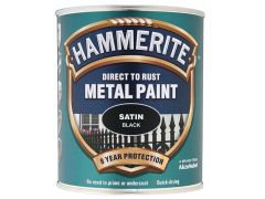 Hammerite Direct to Rust Satin Finish Metal Paint Black 750ml - HMMSATBL750