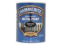 Hammerite Direct to Rust Smooth Finish Metal Paint Black 5 Litre - HMMSFB5L