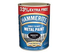 Hammerite Direct to Rust Smooth Finish Metal Paint Black 750ml + 33% - HMMSFB750AV
