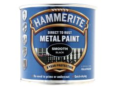 Hammerite Direct to Rust Smooth Finish Metal Paint Black 250ml - HMMSFBL250