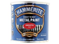 Hammerite Direct to Rust Smooth Finish Metal Paint Red 250ml - HMMSFR250