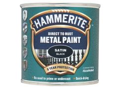 Hammerite Direct to Rust Satin Finish Metal Paint Black 250ml - HMMSFSB250