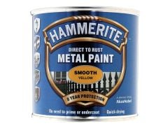 Hammerite Direct to Rust Smooth Finish Metal Paint Yellow 250ml - HMMSFY250