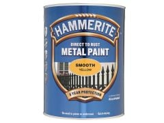 Hammerite Direct to Rust Smooth Finish Metal Paint Yellow 5 Litre - HMMSFY5L