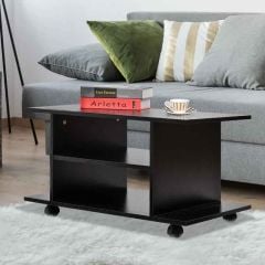 HOMCOM 'C' Ended TV Stand with Open Storage - Black - 02-0610