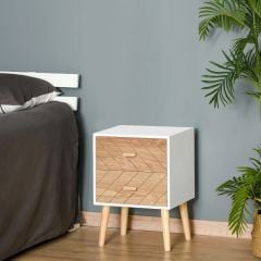 HOMCOM Bedside Table With 2 Drawers - White
