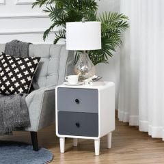 HOMCOM Bedside Table With 2 Drawers - White