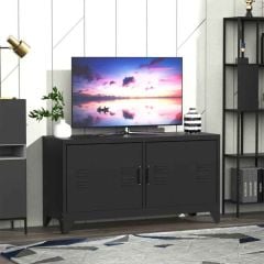 HOMCOM Industrial Style TV Cabinet Stand with Storage - Black - 833-571BK