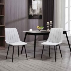 HOMCOM Linen-Touch Dining Chairs Set of 2 - Grey - 83A-019V70GY