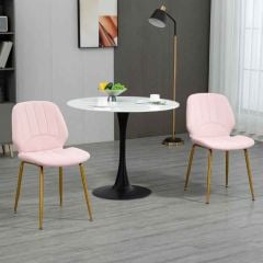 HOMCOM Velvet Dining Chairs Set of 2 with Padded Seat - Pink - 83A-020V70PK