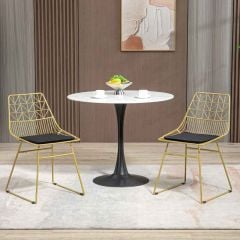 HOMCOM Luxury Dining Chairs Set of 2 with Cushion - Gold/Black - 83A-026V70GD