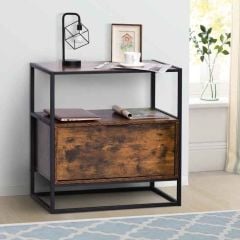 Homcom Two-Tone Retro Sideboard With Open Shelf - Brown - 838-039