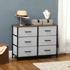 HOMCOM Chest Of Drawers With 6 Fabric Drawers - Grey