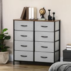 HOMCOM Chest Of Drawers With 8 Fabric Drawers - Grey - 850-268V01GY
