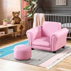 HOMCOM Kids Sofa with Footstool - Pink - 310-008V70PK