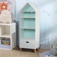 HOMCOM Bookshelf Storage with Rocket Design - White & Blue - 311-011