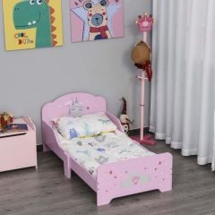 HOMCOM Kids Bed with Castle Design - Pink - 311-015 Lifestyle Image View