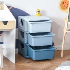 HOMCOM 3 Tier Storage Drawers - Blue - 311-023BU