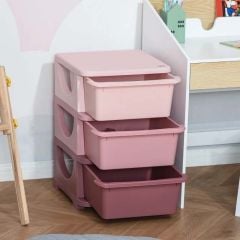 HOMCOM 3 Tier Storage Drawers - Pink - 311-023PK