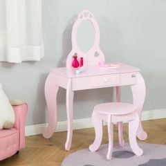 HOMCOM Kids Dressing Table with Heart Design - Pink - 311-036