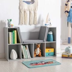 HOMCOM Bookshelf Storage with Seat - Grey - 311-046GY