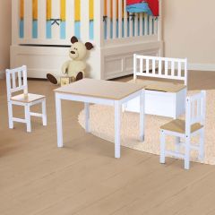 HOMCOM Kids Desk 4 Piece Set - Natural & White - 312-001