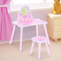 HOMCOM Kids Dressing Table with Butterfly Design - Pink - 312-003