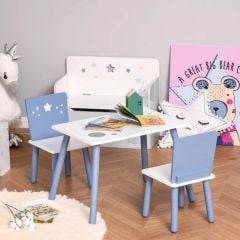 HOMCOM Kids Desk 3 Piece Set with Sweet Hugs Design - Blue - 312-035