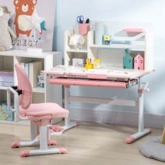 HOMCOM Kids Desk 2 Piece Set with Adjustable Tabletop - Pink - 312-088V00PK
