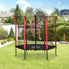 Homcom 5.3ft Kids Trampoline With Enclosure Net For 3-10 Years - Red - 342-007V01RD Main Image