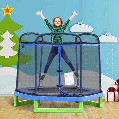 Homcom 6.2ft Kids Trampoline With Enclosure Net For 3-12 Years - Blue - 342-031BU Lifestyle