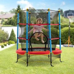 Homcom 5.4ft Kids Trampoline With Enclosure Net For 3-6 Years - Black/Red/Blue - 342-039 Main Image