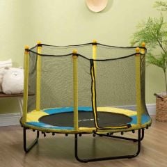 Homcom 4.6ft Kids Trampoline With Enclosure Net For 1-10 Years - Yellow - 342-066V00YL Lifestyle