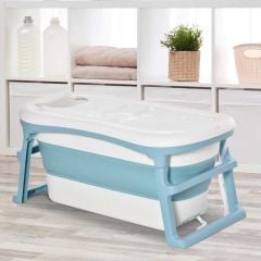 HOMCOM Foldable Baby Bath - Blue & White - 400-017 Lifestyle