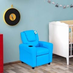 HOMCOM Kids Recliner Armchair with Cup Holder - Blue - 55-0040 Lifestyle