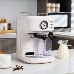 HOMCOM Auto Coffee Machine for Espressos Lattes and Cappuccinos - White - 800-078 Main Image
