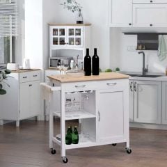 HOMCOM Portable Kitchen Trolley with Shelves - White - 801-069 Main Image