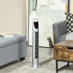 HOMCOM Oscillating Tower Fan with Remote Control - Silver - 824-012V70SR