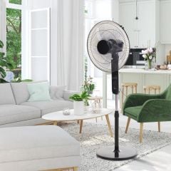 HOMCOM Oscillating Floor Fan with Remote Control - Black - 824-013V70