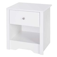 HOMCOM Bedside Table with Shelf & Drawer - White - 831-051WT